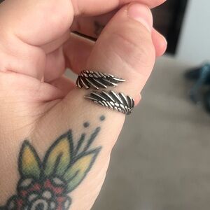 Silver Feather Adjustable Ring